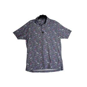 Bad Birdie Floral Golf Tech Polo Shirt Paint Men's Medium
